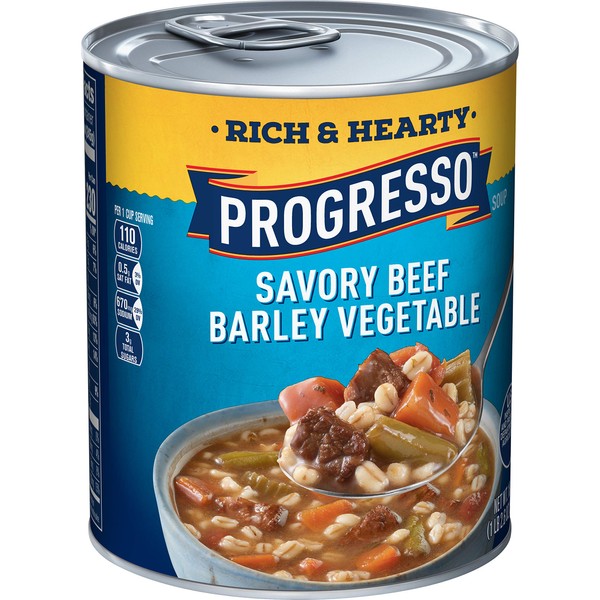 Progresso Soup, Rich & Hearty, Savory Beef Barley Vegetable Soup, 18.6 oz Cans