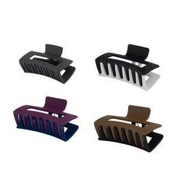 Large 4 Inch Rectangular Women's Strong Hold Hair Clip 4 Pcs, 2 Tone A