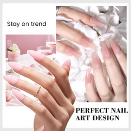 HEMA Free Milky Pink Gel Nail Polish - Tpo Free 18 ML Nude Jelly Pale Pink Nail Polish Gel for Women Girls Gift, Long Lasting Neutral Clear Translucent Color Soak Off Cured for Home Nail Art Salon DIY