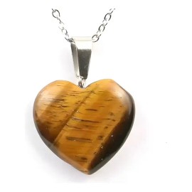 Collar Corazón Cuarzo Rosa Obsidiana Amatista Cadena Acero Ojo De Tigre