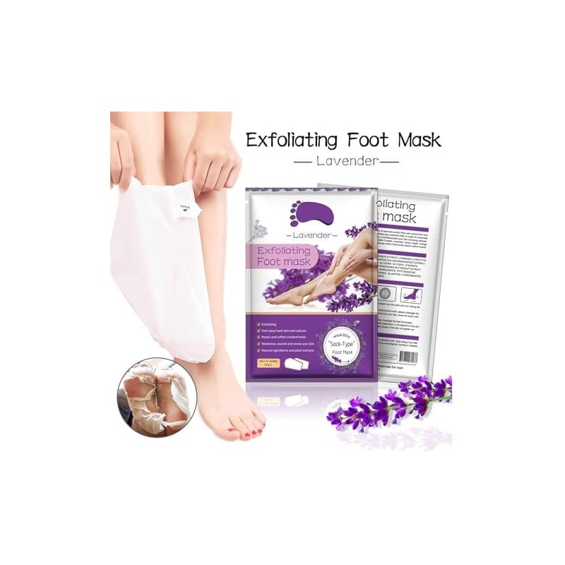Bluemega Máscara Exfoliante para Pies, 2 Piezas, Púrpura