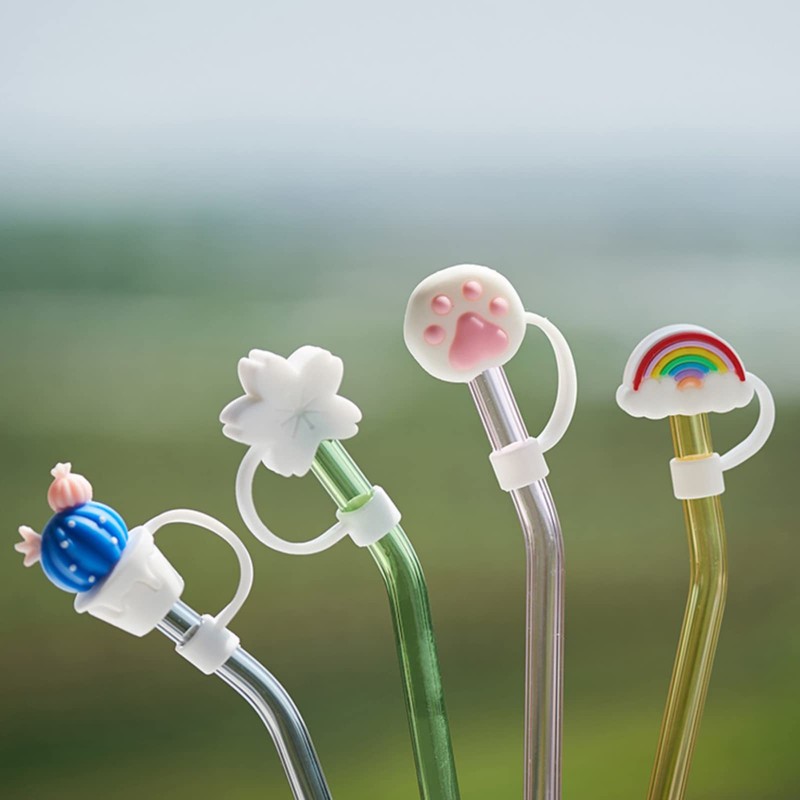 TEONEI Cactus Shape Straw Covers Caps,Straw Tip Covers,Reusable Drinking Straws