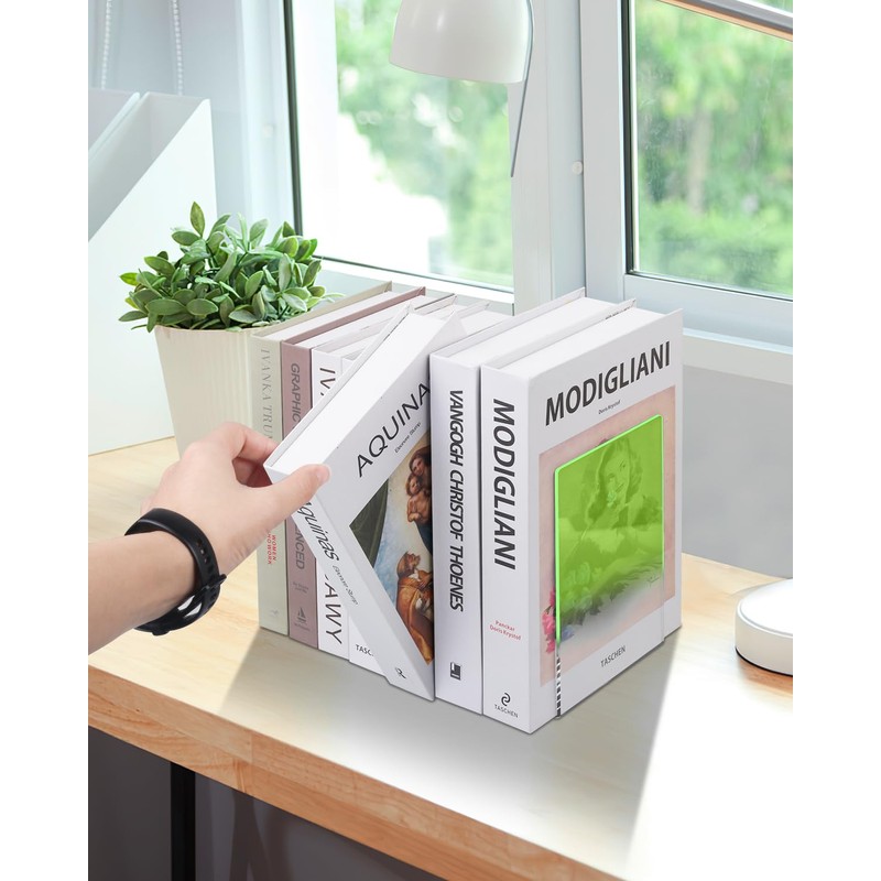 3 Pairs Acrylic Bookends, MSDADA Acrylic Book Ends for Book