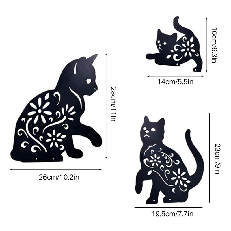 Feld Kunst Garten Metall Statue Dekoration, 3 Katze exponierte Silhouette
