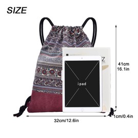 LAKE OF FIRE Drawstring Bags for Yoga Sport Gym, String Backpack Beach Bag Travel Backpack for Women Lightweight(Red)