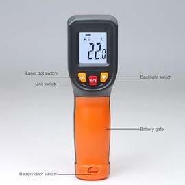 Termómetro Láser Digital con Pistola de Temperatura Infrarroja Sin para Cocinar y Tuberías de Agua Caliente, Rango -50-400 ℃ -58-752 ℉