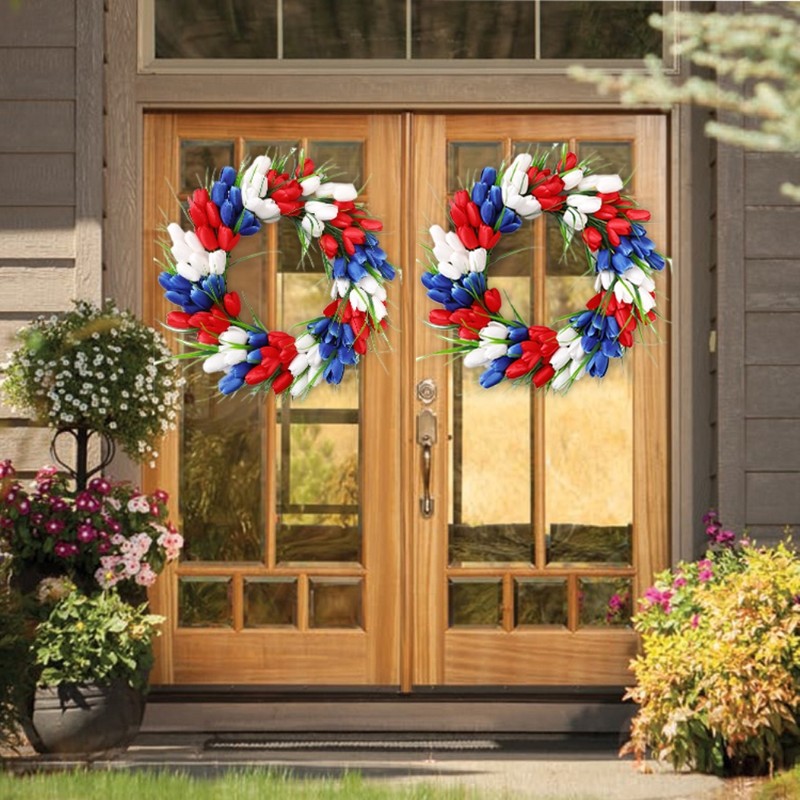 4th of July Independence Day Tulip Wreath Artificial Flower Wreath