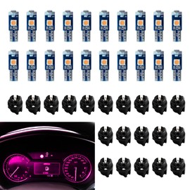 NTNEV Led Bulb Dash Lights Super Bright, T5 37 74 LED Bulb with Twist Lock Socket PC74 PC37 Dashboard Instrument Panel Gauge Cluster Light, Map Vanity Mirror Glove Box Indicator Light (Purple)