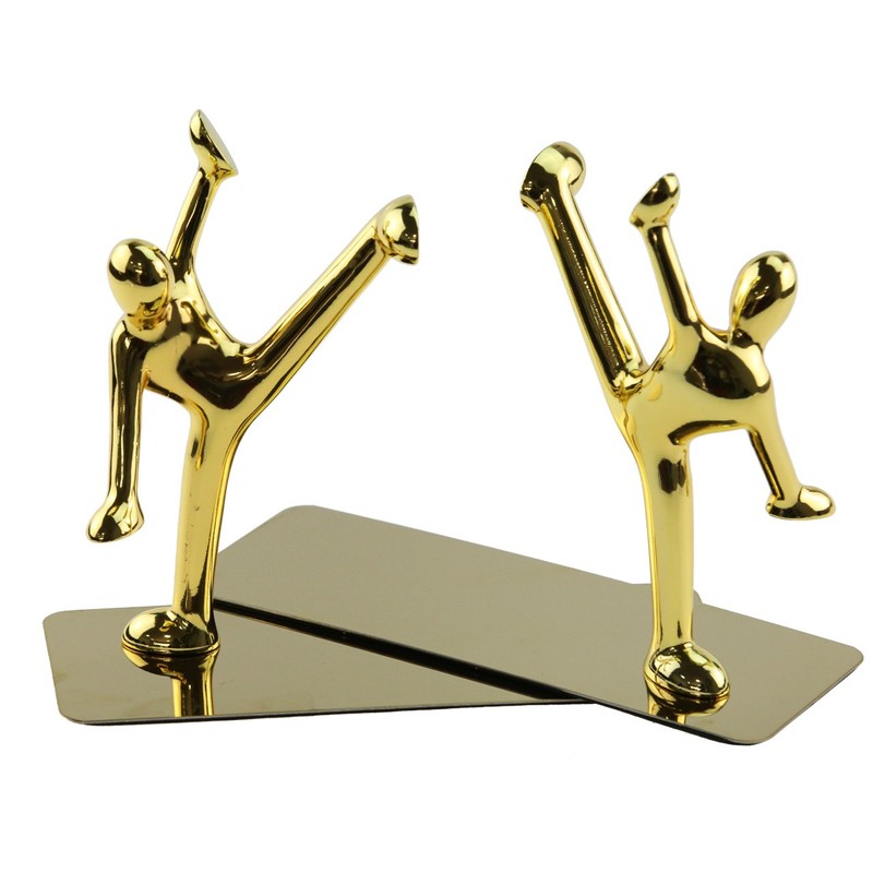 Stainless Steel Kung Fu Man Book Ends Heavy Duty Bookend