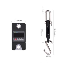 Klau Digital Fish Scale, High Precision Sensor 300 kg / 600 lb Industrial Crane Scale Hanging Scales Black for Home Farm Hunting