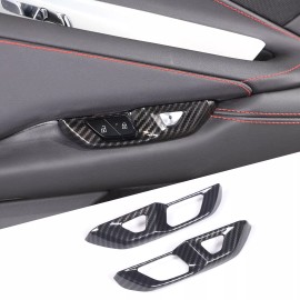 autopart2021 Carbon Fiber ABS Interior Door Lock Handle Cover Trim For C8 Corvette 2020-25 US