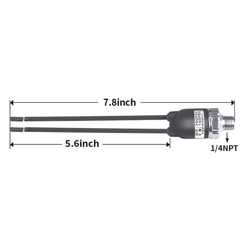 Air Pressure Switch 165-200PSI Air Compressor Pressure Switch 1/4"-18 NPT