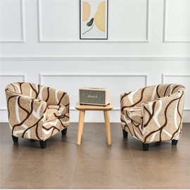 Jusmate Stretch Club Chair Slipcover, 2-Piece Tub Chair Cover Printed Barrel Chair Slipcover with Elastic Bottom, Non Slip Armchair Covers Furniture Protector for Bar Counter Living Room (Vine/Beige)
