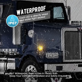 Partsam 2Pcs Square Dual Double Face Fender Stop Turn Signal Tail 52 LED Amber/Red, Truck Trailer Double Face Led Pedestal Lights Waterproof, Dual-face lights with Three Studs Waterproof