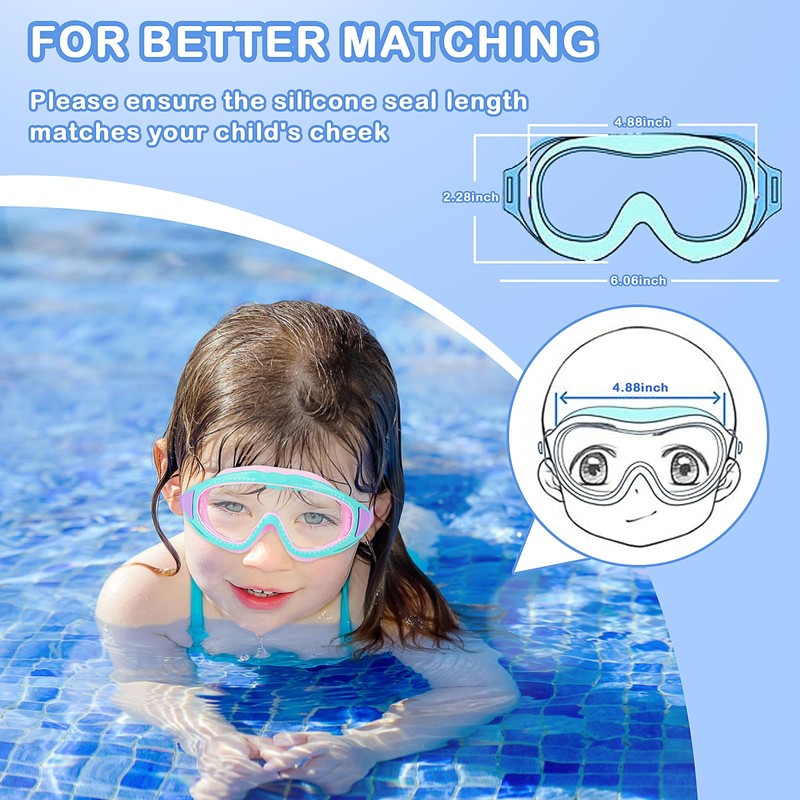 Mezere Schwimmbrille Kinder 3-6 Jahre Taucherbrille Herren Damen Schwimmbrillen Anti-Beschlag