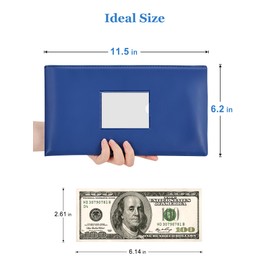 SMARTAKE 2-Pack Bank Deposit Money Bags with Zipper, PU Leather Bags Cash Wallet Pouches with Label, for Coins, Cosmetics, Invoice, Bills, Tools, 11.5 x 6.2 Inches, Navy Blue & Red