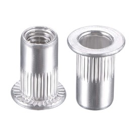 TA-VIGOR 50Pcs M4 Rivet Nuts, Aluminium Alloy Knurled Flat Head Threaded Insert Nut Silver for Automotive Furniture