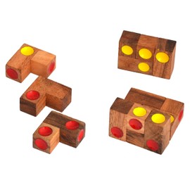 Cube Puzzle Box Small, Puzzle a Play Cube Together, Soma Cube with Coloured Dots as Wooden Puzzle, Puzzle Wood IQ Puzzle, Cube Puzzle, Soma Cube, Laying Puzzle, 3D Puzzle