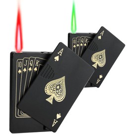 Zoocura 2 Pack Jet Torch Lighter Ace Card Lighter Green Flame Refillable Butane Lighter Ace of Spades Cool Lighter Adjustable Windproof Poker Lighter (Without Gas)