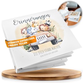 LITLHERO® Memory Book Baby up to 6 Years - Discover the Strengths | Premium Baby Album with Chapter - My First Year | Memory Album & Baby Diary | Gift for Birth with Gift Box