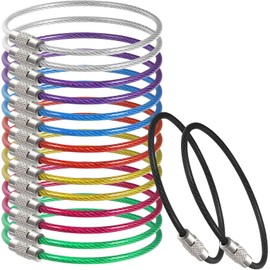 Anillos de alambre para llavero metálico 16 piezas con etiquetas para maletas y bolsas, resistentes y ligeros para viajes y transporte
