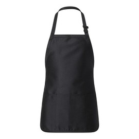 Q-Tees Full-Length Apron with Pouch Pocket - Color: White