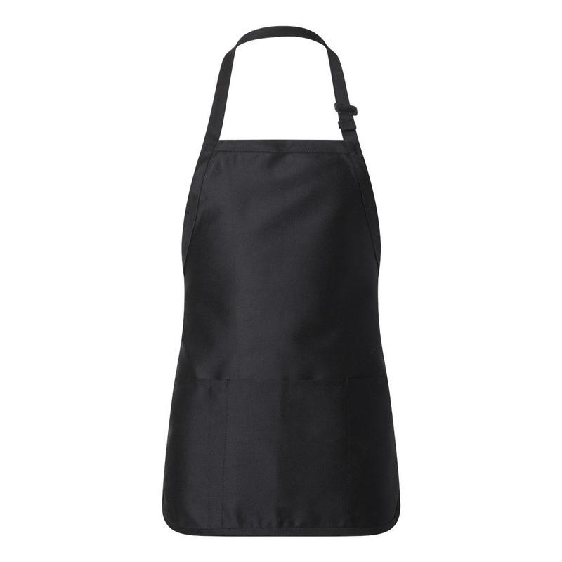 Q-Tees Full-Length Apron with Pouch Pocket - Color: White
