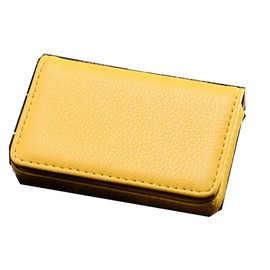 Yellow PU Leather Business Card Holder with Name Card Holder and Magnetic Closure Suitable for Business People