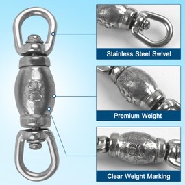 Fishing Weights Sinkers with Swivels,5pcs Trolling Weights Inline Fishing Weights Swivel Drop Shot Weights Quick Set Up Fishing Sinkers with Inner Swivels Saltwater Freshwater