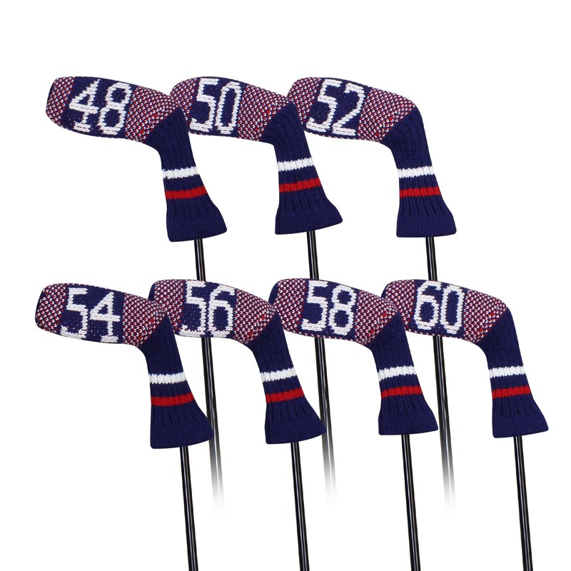 Knitted Wedge Golf Iron Headcovers 7 PCS Club Protector 48,50,52,54,56,58,60