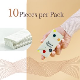 Lizzy 8 Pack (80 Pieace) Pocket Tissues | Multipack Ultra Soft, 3-Ply, White, Travel Size Napkins | Makeup Beauty Home Care Travel Cleaning Fun Party Facial Clean Handy (8)