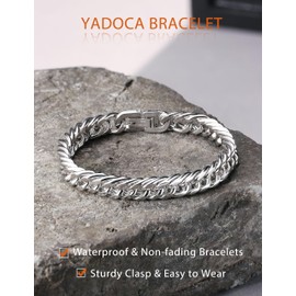 YADOCA Silver Chain Bracelets for Men - Waterproof Stainless Steel Figaro Rope Cuban Link Bracelet for Mens Silver Bracelet Jewelry Gift 6.5/7/7.5/8.3/9 Inches