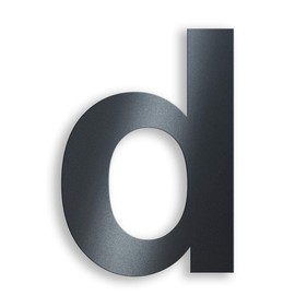 Metzler House Number Made of Solid Steel in Anthracite RAL 7016, Anthracite Grey, Fine Structure, Powder Coated, Arial Font, Height 20 cm, Letter D