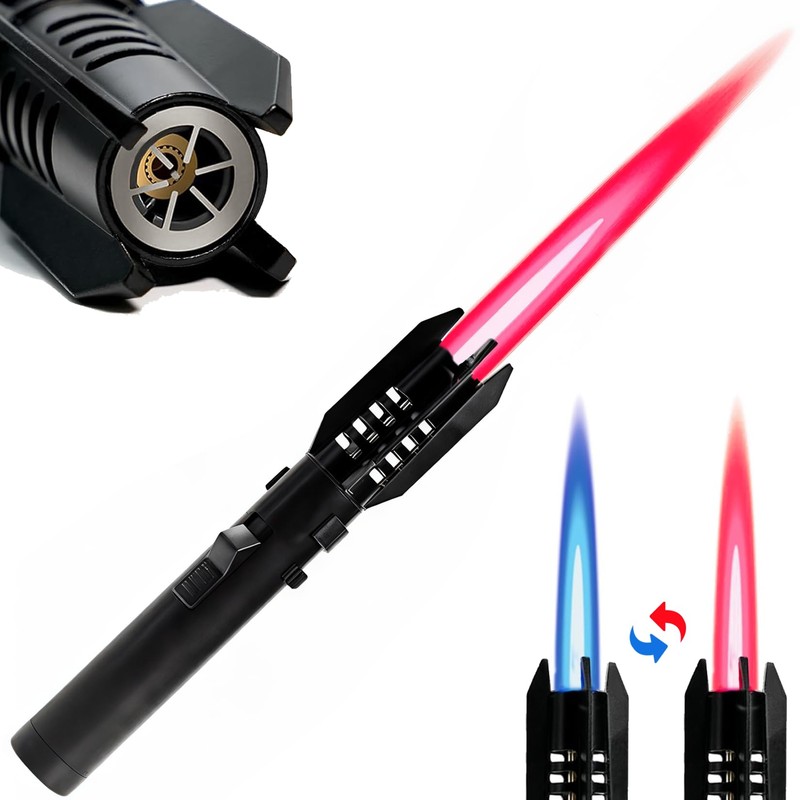 ZMQW Torch Lighter, Camping Lighter, Windproof Adjustable Red/Blue Big Jet