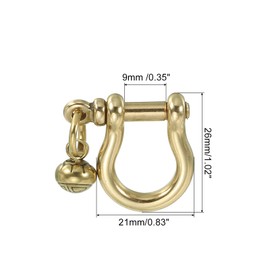 PATIKIL D-Ring Shackles, 2Pcs 3/8 Inch Inside Width Solid Brass U Shape Small Shackles for DIY Leather Craft Replacement