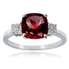 Ice Gems Sterling Silver Created Ruby Red and Cushion-cut Ring,