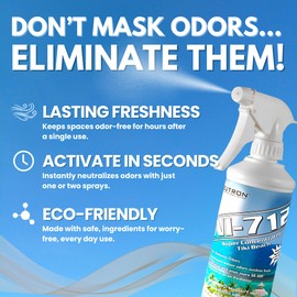 Neutron Industries NI-712 Tiki Beach Odor Eliminator Spray (2 bottles) – Powerful, Long-Lasting Odor Neutralizer – Instant Air Freshener for Home, Car & More – Pint-Sized (16 oz)