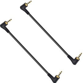 Kework 12 inch 2.5mm TRRS Audio Cable, 90 Degree Angle 2.5mm Male Jack to 90 Degree Angle 2.5mm Male Jack AUX Audio Cable, Gold Plated Pure Copper, 2 Pack