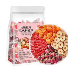 Longan Red Date Rose Goji Flower Tea Combination 8.8 oz/250g (50 small bags) Flower tea, fruit tea, ladies' tea beverage Flower and fruit tea cold and hot tea bag 玫瑰枸杞花茶组合