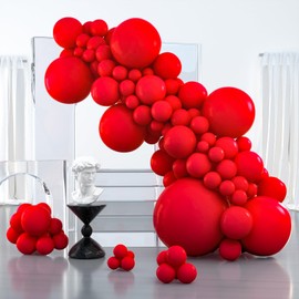 PartyWoo PartyWoo Red Balloons, 127 pcs Matte Red Balloons Different Sizes Pack of 36 Inch 18 Inch 12 Inch 10 Inch 5 Inch Red Balloons for Balloon Garland or Balloon Arch as Party Decorations, Red-Y57