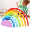 Wooden Rainbow Colored Arch Bridge Building Blocks DIY Assembly Educational