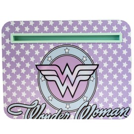 Wonderwoman Laptop Lap Desk, Compact Portable Work Tray with Cushion, Phone and Tablet Holder, Merchandise, Polyester/MDF, Wonder Woman