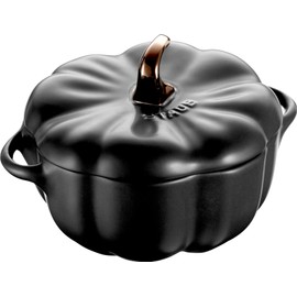 STAUB 0.5-qt Petite Ceramic Pumpkin, Oven & Stove Safe up to 572°F, Baking Dish, Candy Dish, Matte Black