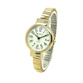 Ladies Big Numbers Stretch Elastic Band Fashion Watch Wincci (Gold)