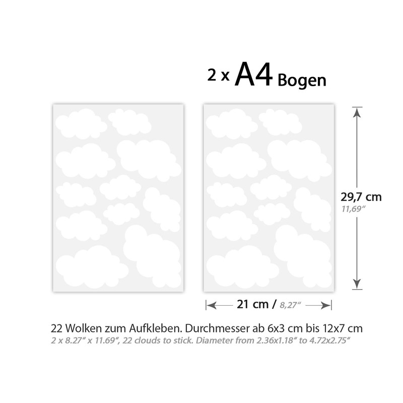 Little Deco DL492 Wall Sticker Clouds I 2 x A4