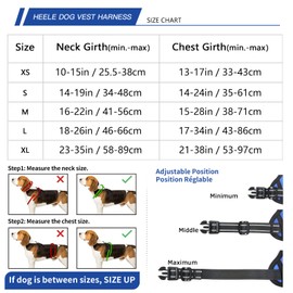 HEELE Dog Harness, No Pull Dog Harness Medium, Release on Neck, Reflective Adjustable Dog Harness with Front Back 2 Leash Attachments and Soft Padded Control Handle for Dogs Walking Training, Blue, M