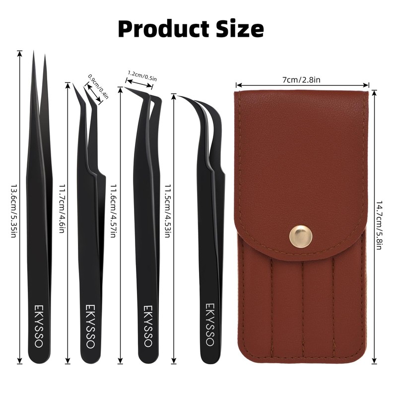 Eyelash Tweezers for Lash Extensions, Professional Lash Tweezers Kit