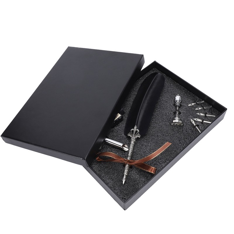 Quill Pen Set Feather Writing Dip Pen Stamp Students Teacher