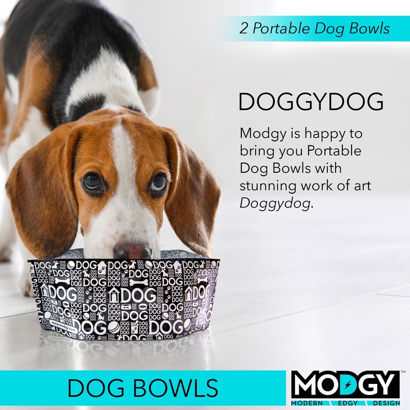 MODGY Collapsible Dog Food Bowl Dish, Reusable, Plastic Travel Size,