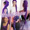 Purple Braided Ponytail Hair Extension, Claw Clip in Synthetic Braid